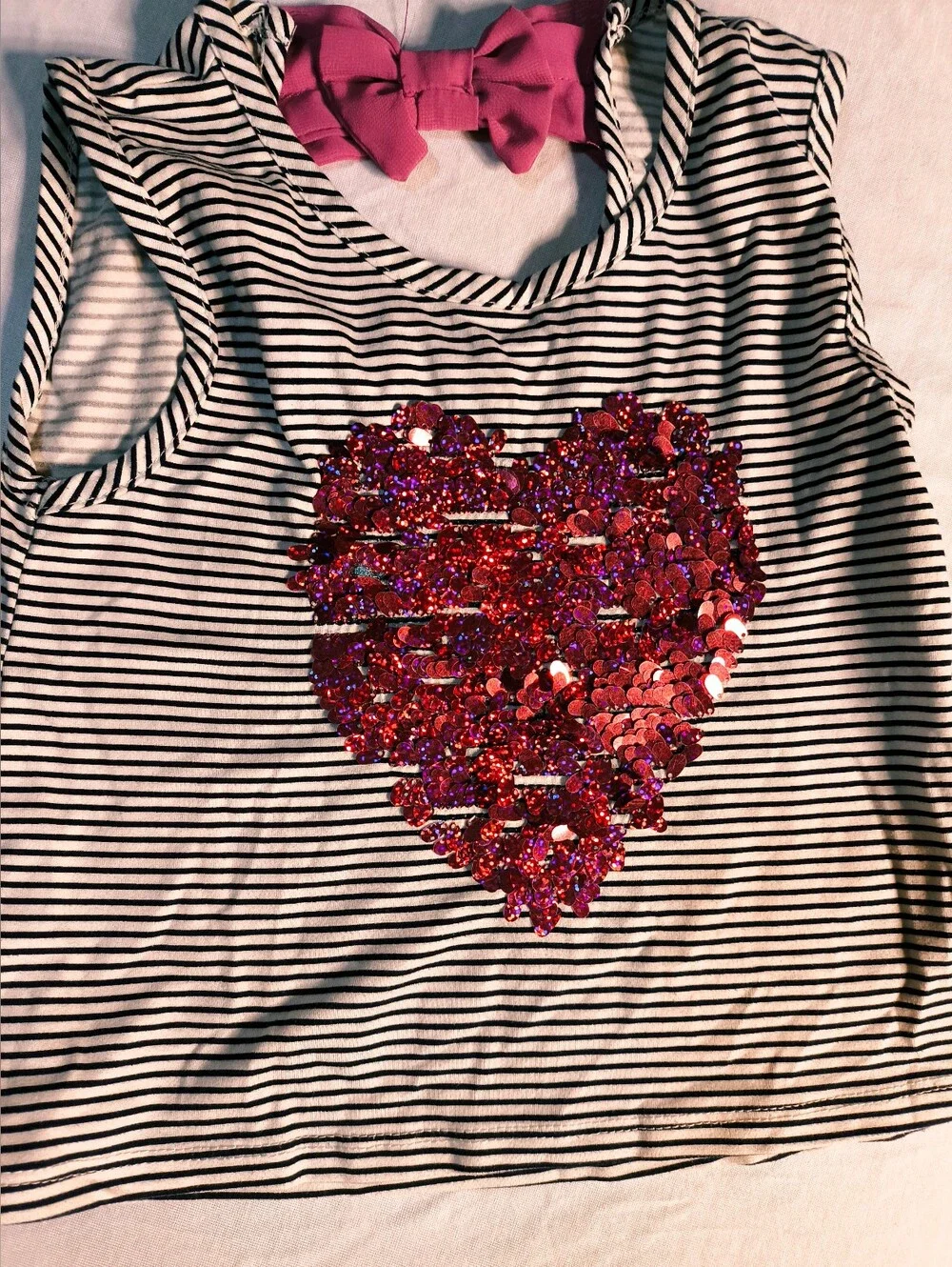 Sequin Heart Top and Pink Shorts 7-8